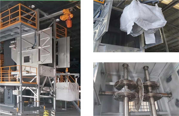 无尘吨袋拆包机，自动破袋卸料机应用于常州飞灰固化项目(图1)